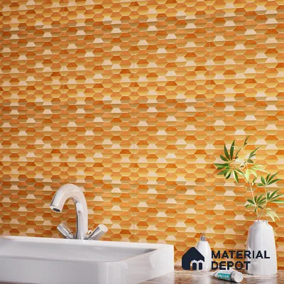 Geometric Wall & Floor Tile TL 07237 E Alpi 8003 GLM (Gold) 1 ft x 1 ft Ceramic Matte Finish - 9 mm  | 2 mm Spacer is Mandatory | Please Expect a Slight Variation of Pattern (Sample)